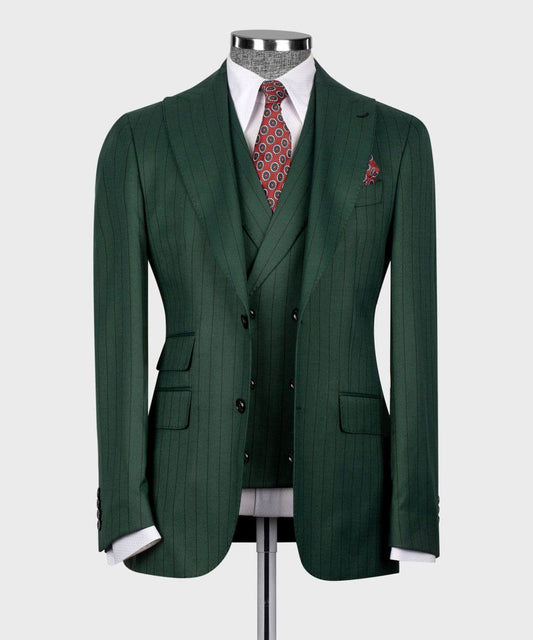 "Emerald Authority" – Green Pinstripe Suit