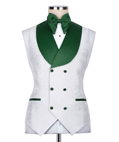 Esmoquin blanco texturizado "Eclipse Esmeralda"