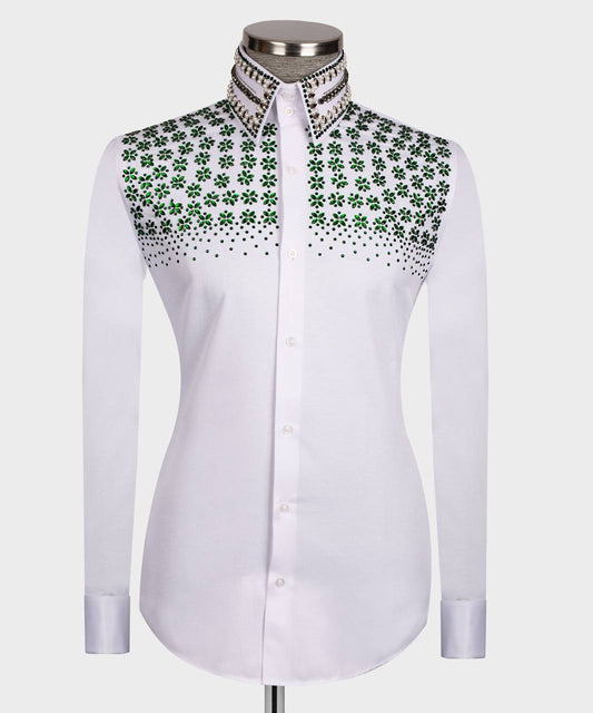 “Emerald Inferno” White Luxury Shirt 