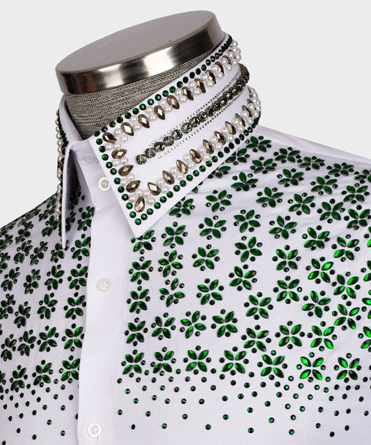 “Emerald Inferno” White Luxury Shirt 