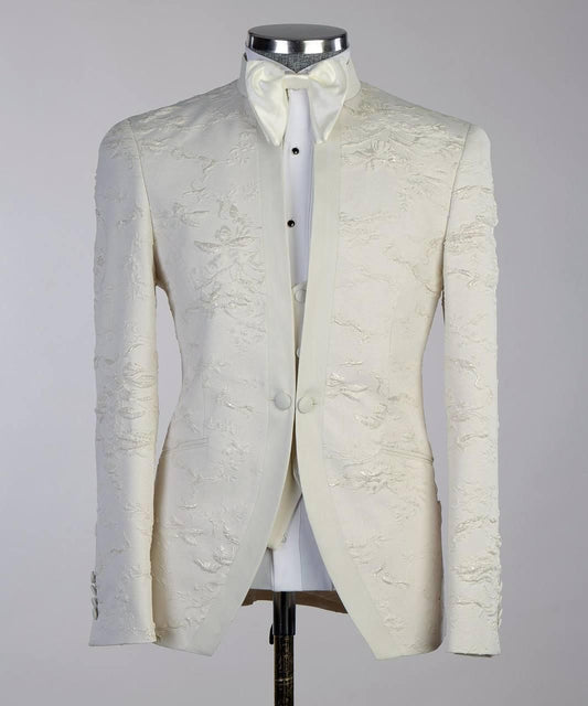 Floral Cream Tuxedo For Men