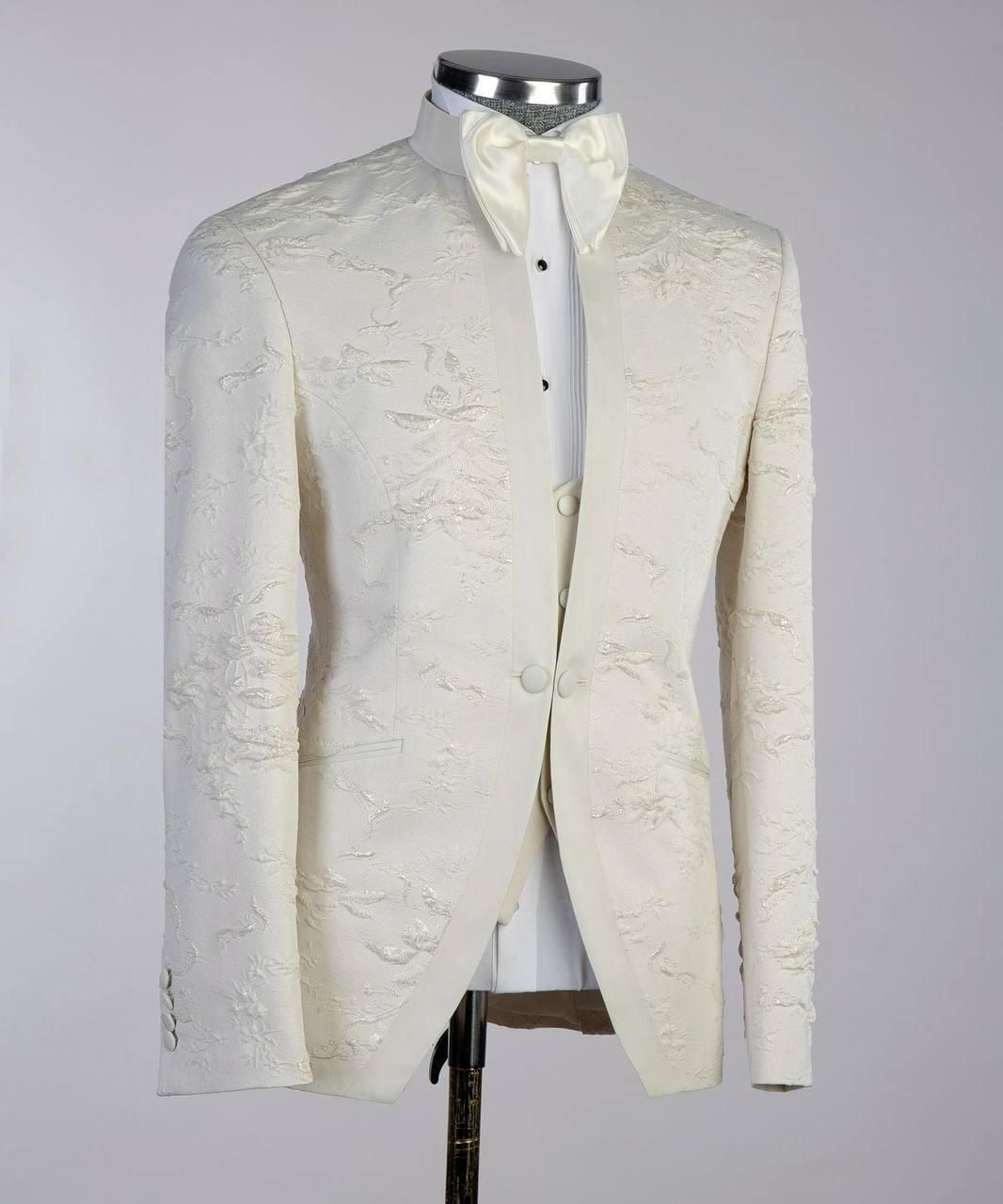 Floral Cream Tuxedo For Men
