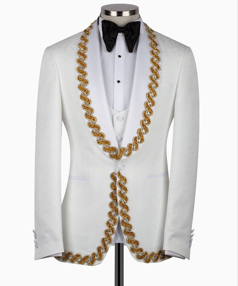 Gold Beaded Lapel Tuxedo