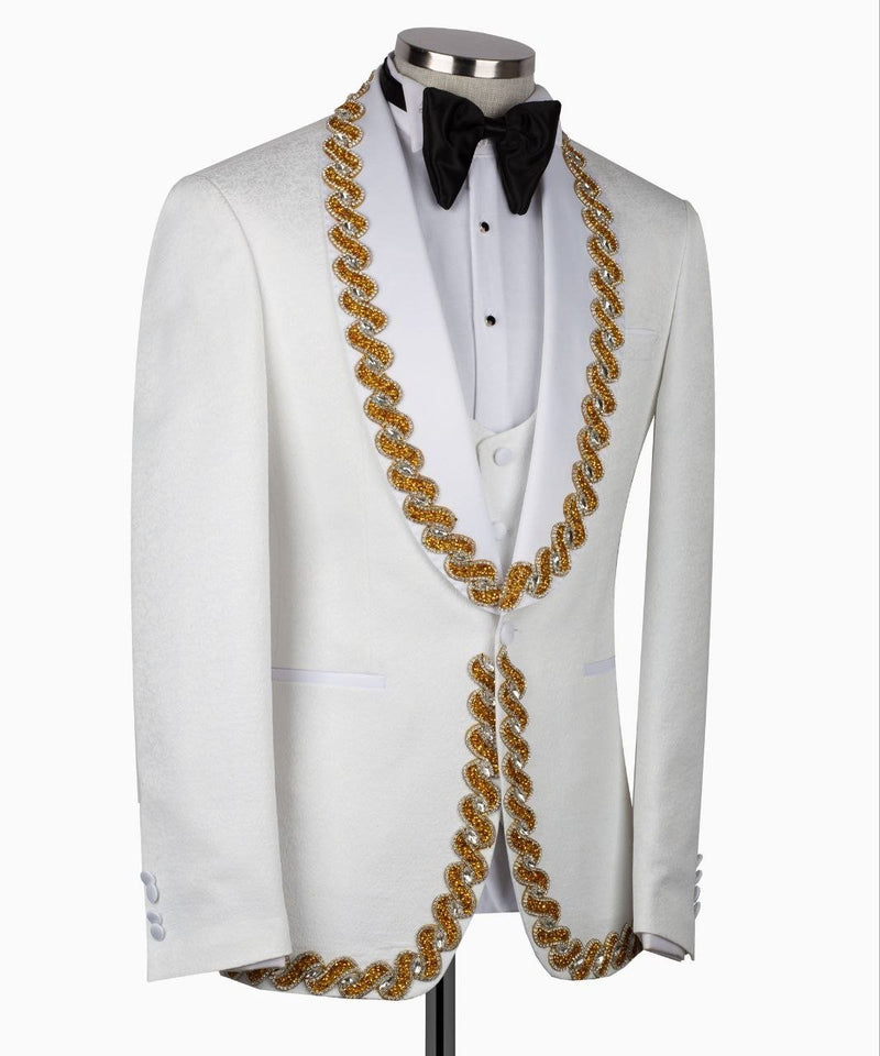 Gold Beaded Lapel Tuxedo