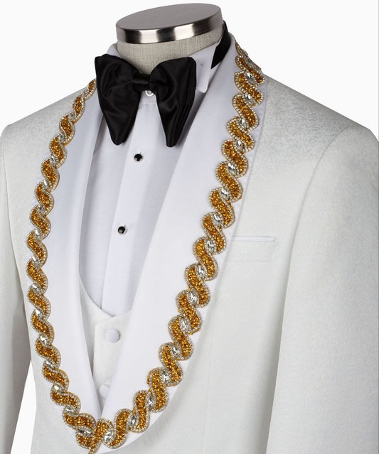 Gold Beaded Lapel Tuxedo