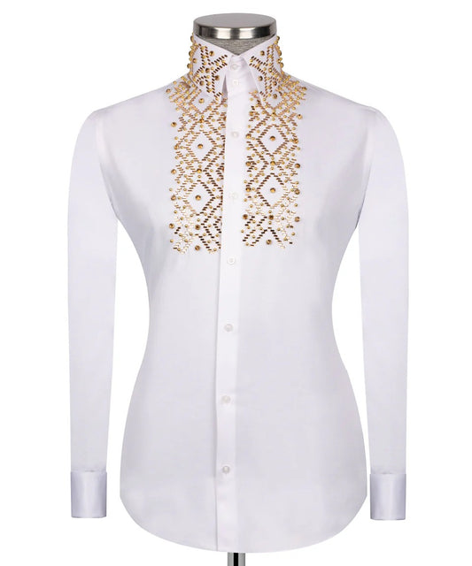 ✨ "Golden Grid" – White Shirt