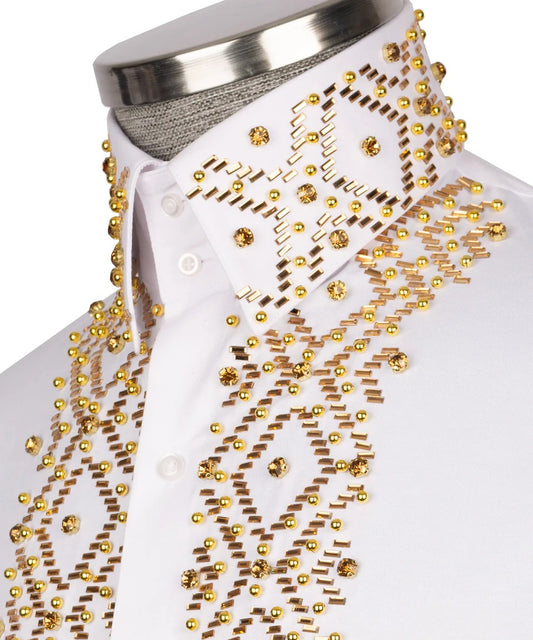 ✨ "Golden Grid" – White Shirt