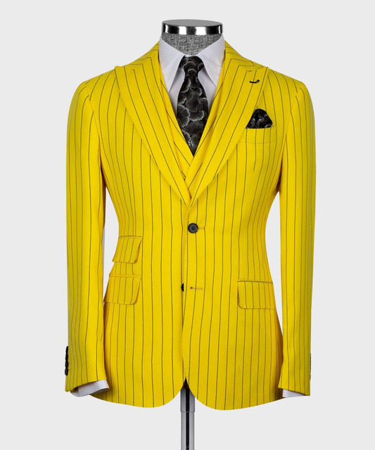 “Golden Statement” Pinstripe Suit