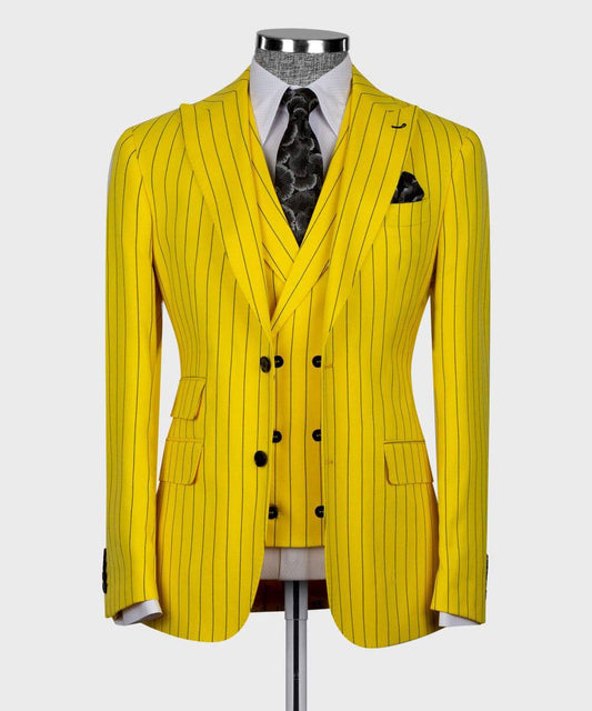 “Golden Statement” Pinstripe Suit
