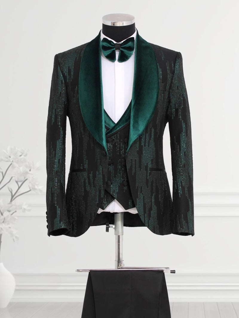 Green Scratched Velvet Tuxedo