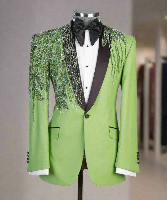 Green Tuxedo with Handcrafted Beadwork