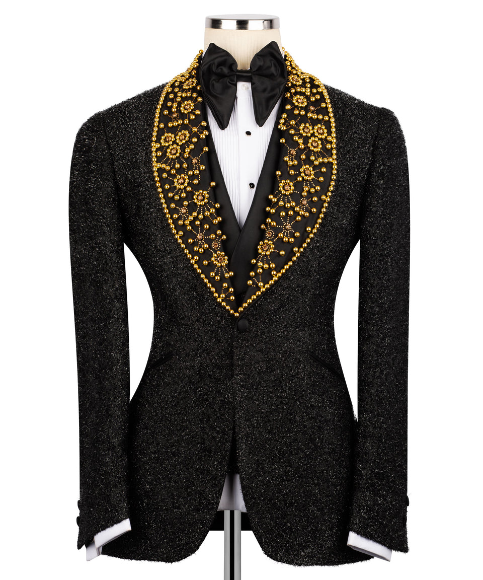 Handmade Gold Anthracite Beaded Tuxedo