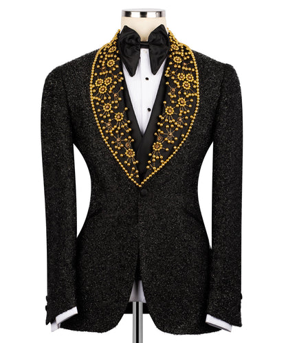 Handmade Gold Anthracite Beaded Tuxedo