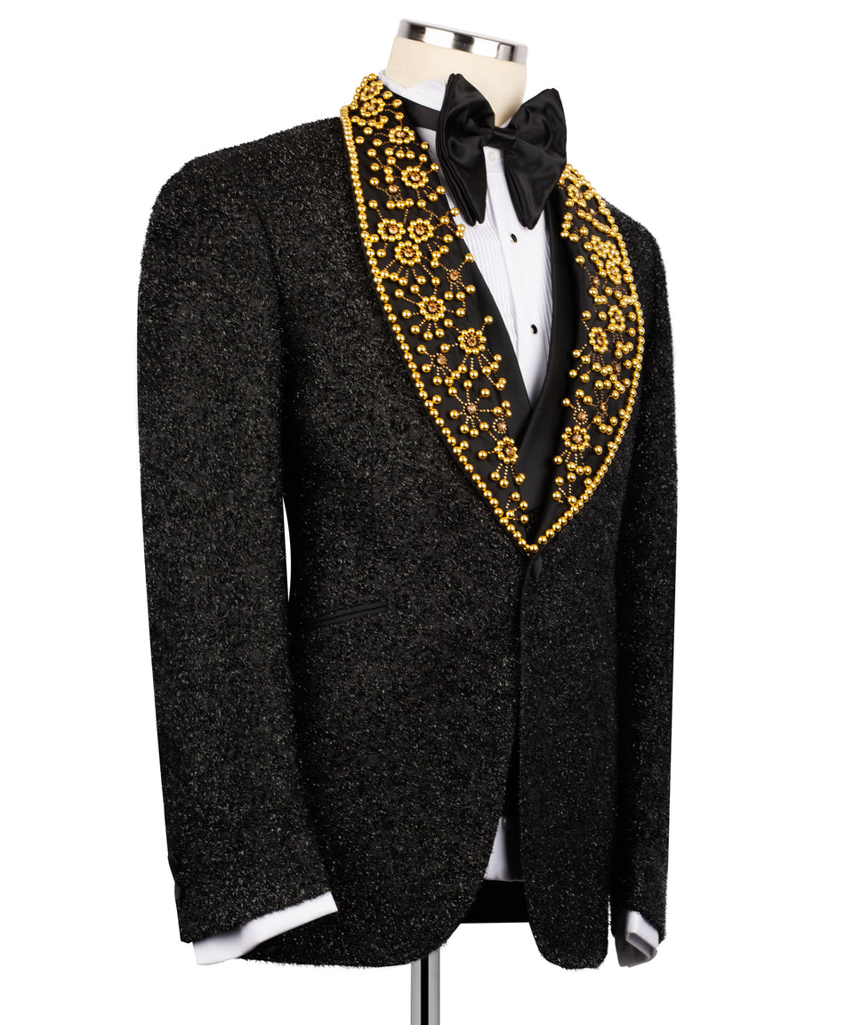 Handmade Gold Anthracite Beaded Tuxedo