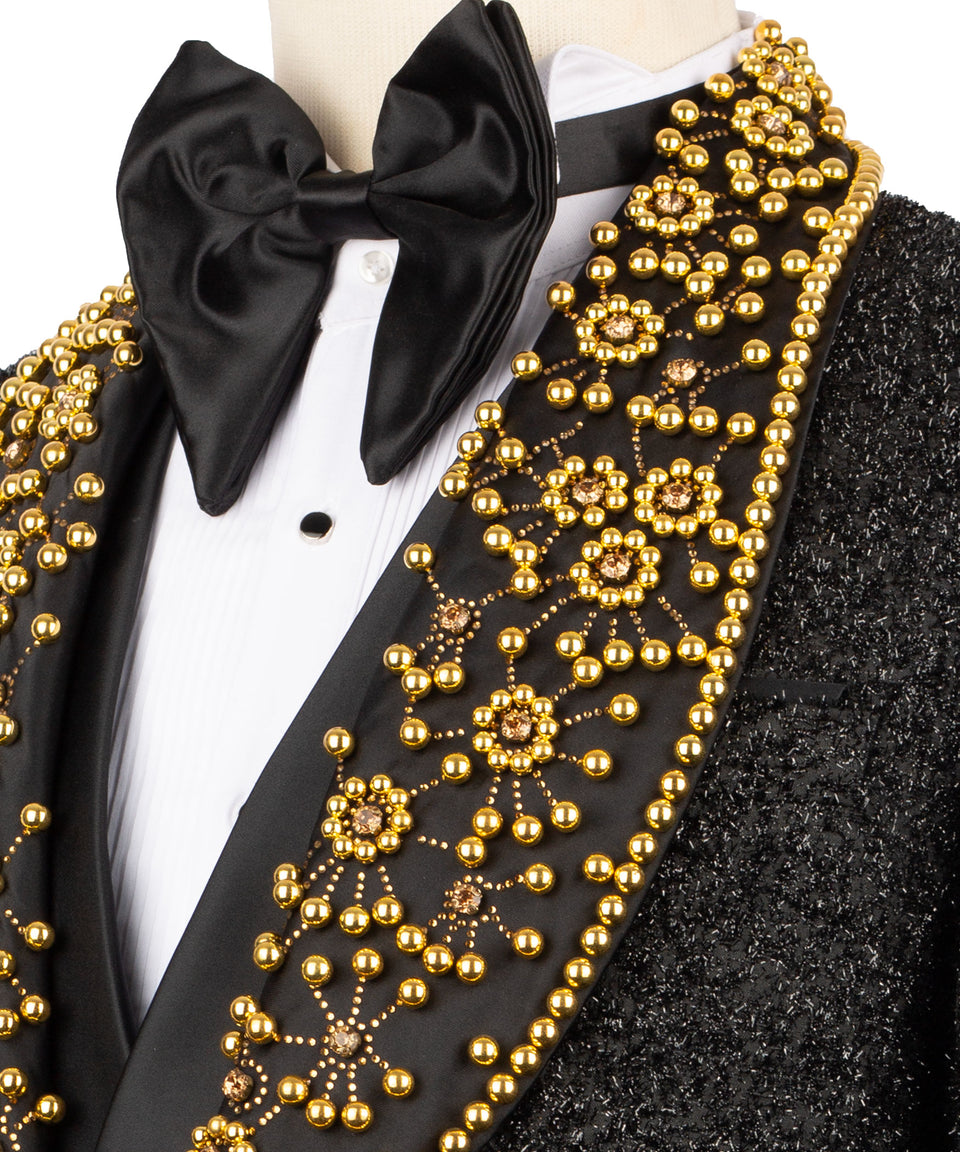 Handmade Gold Anthracite Beaded Tuxedo