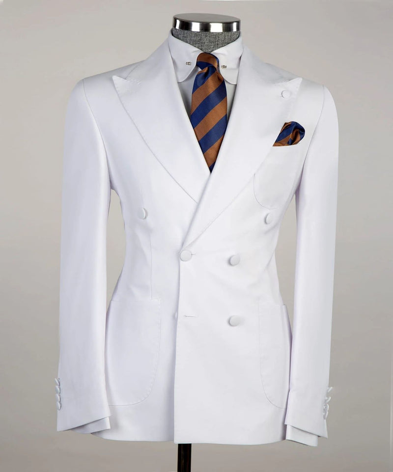 Men’s Casual White Double Breasted Suit