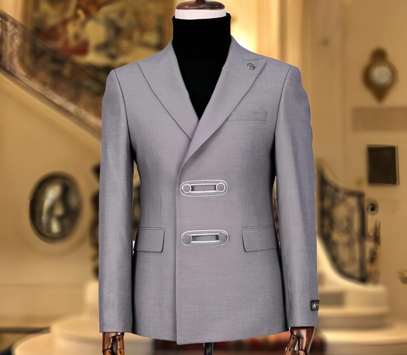 Men's Grey Double Breasted Suit