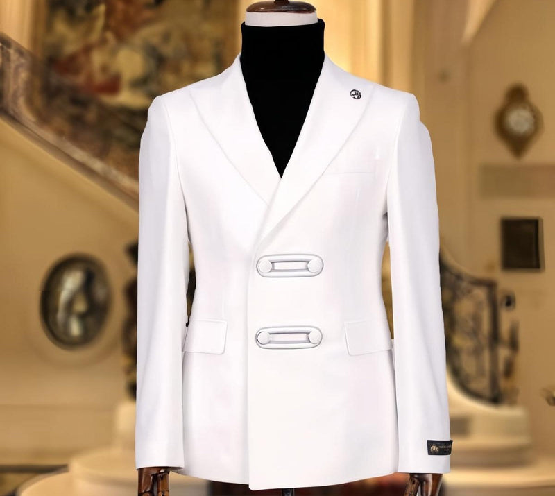 White Elegant- Double-Breasted Men's Suit