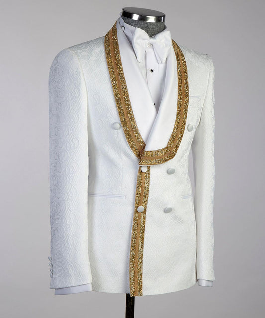 Breathtaking White And Gold Tuxedo