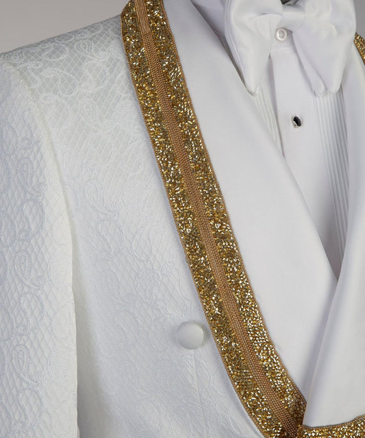 Breathtaking White And Gold Tuxedo
