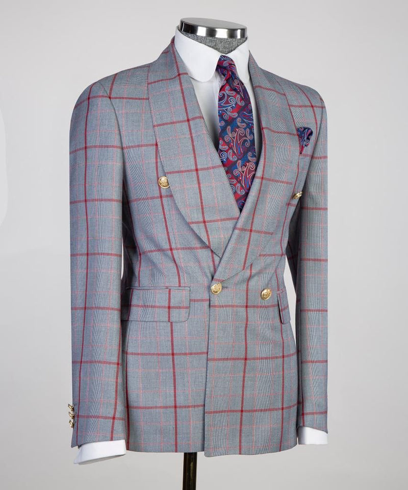 Plaid Double-Breasted Suit