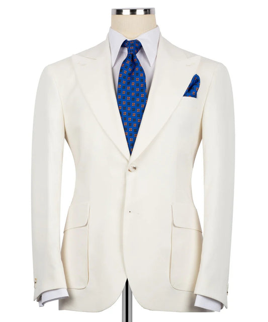 Ivory White Linen Blazer for Men