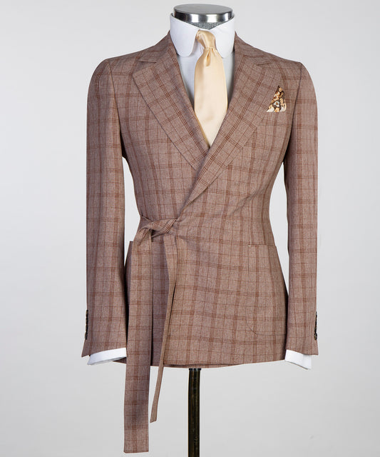 Light Belted Brown Suit