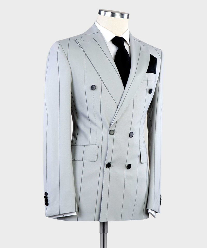 Light Grey Striped Suit