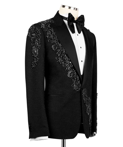 Luxury Black Embellished Tuxedo for Men