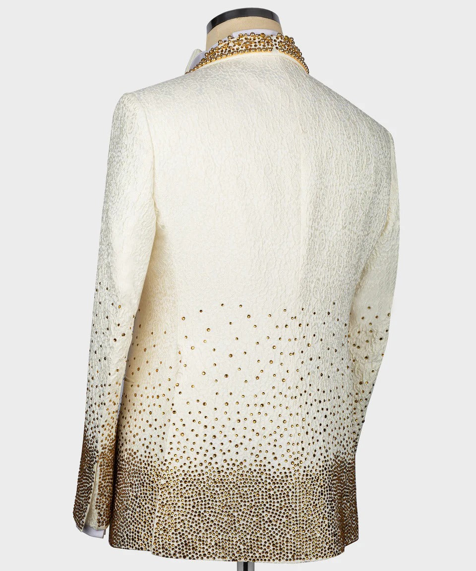 Luxury Gold Studded White Tuxedo