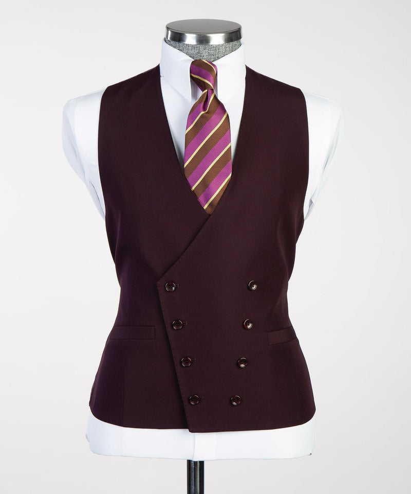 Men’s Classic 3-piece Burgundy Suit Vest