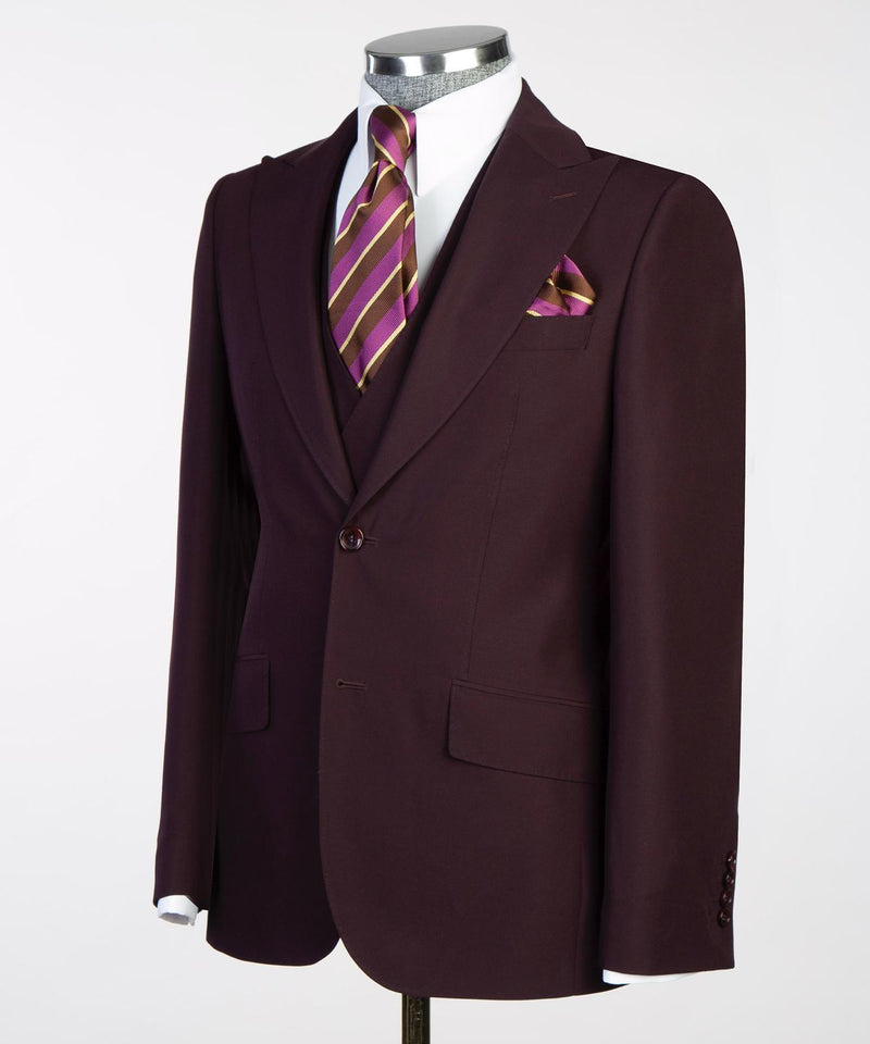 Men’s Classic 3-piece Burgundy Suit