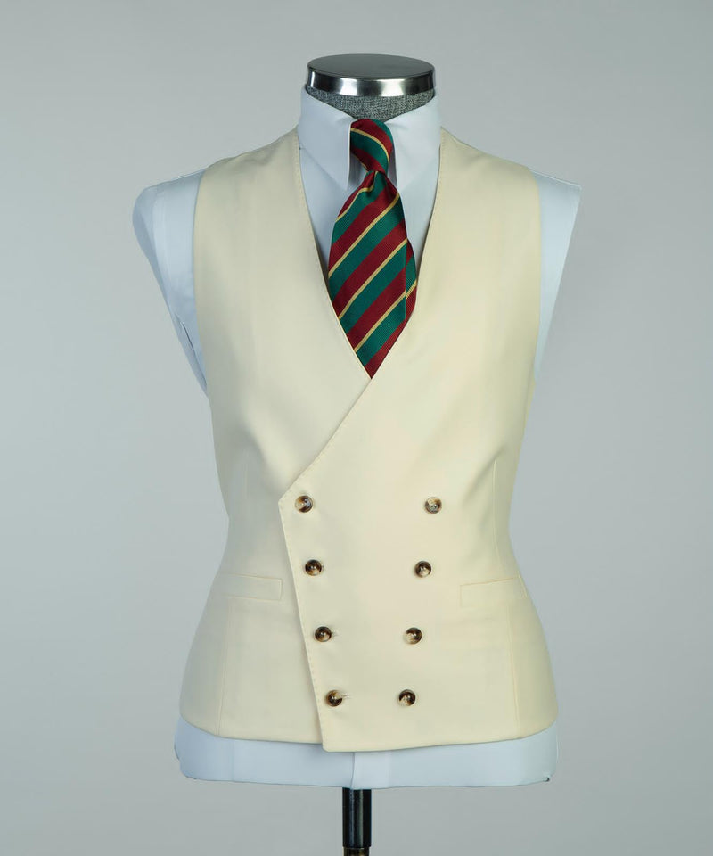 Men’s Classic 3-piece Cream Suit  Vest