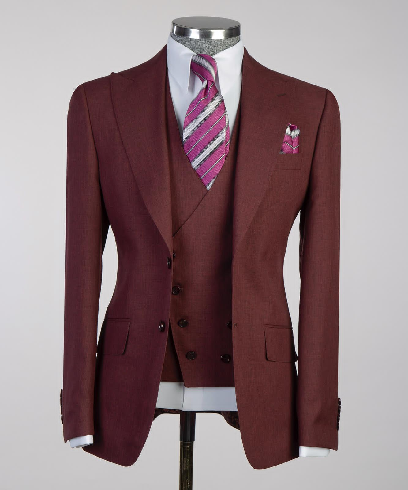 Men’s Classic 3-piece Maroon Suit