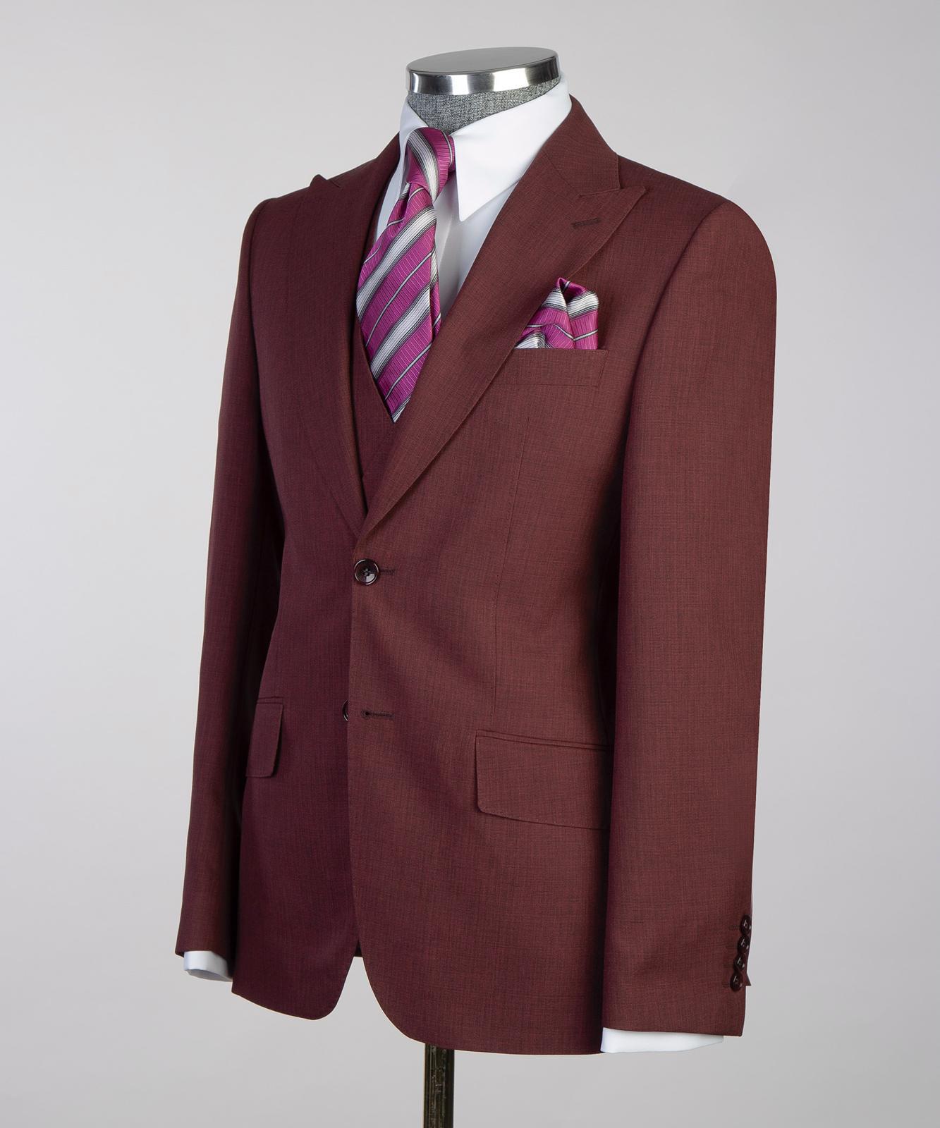 Men’s Classic 3-piece Maroon Suit