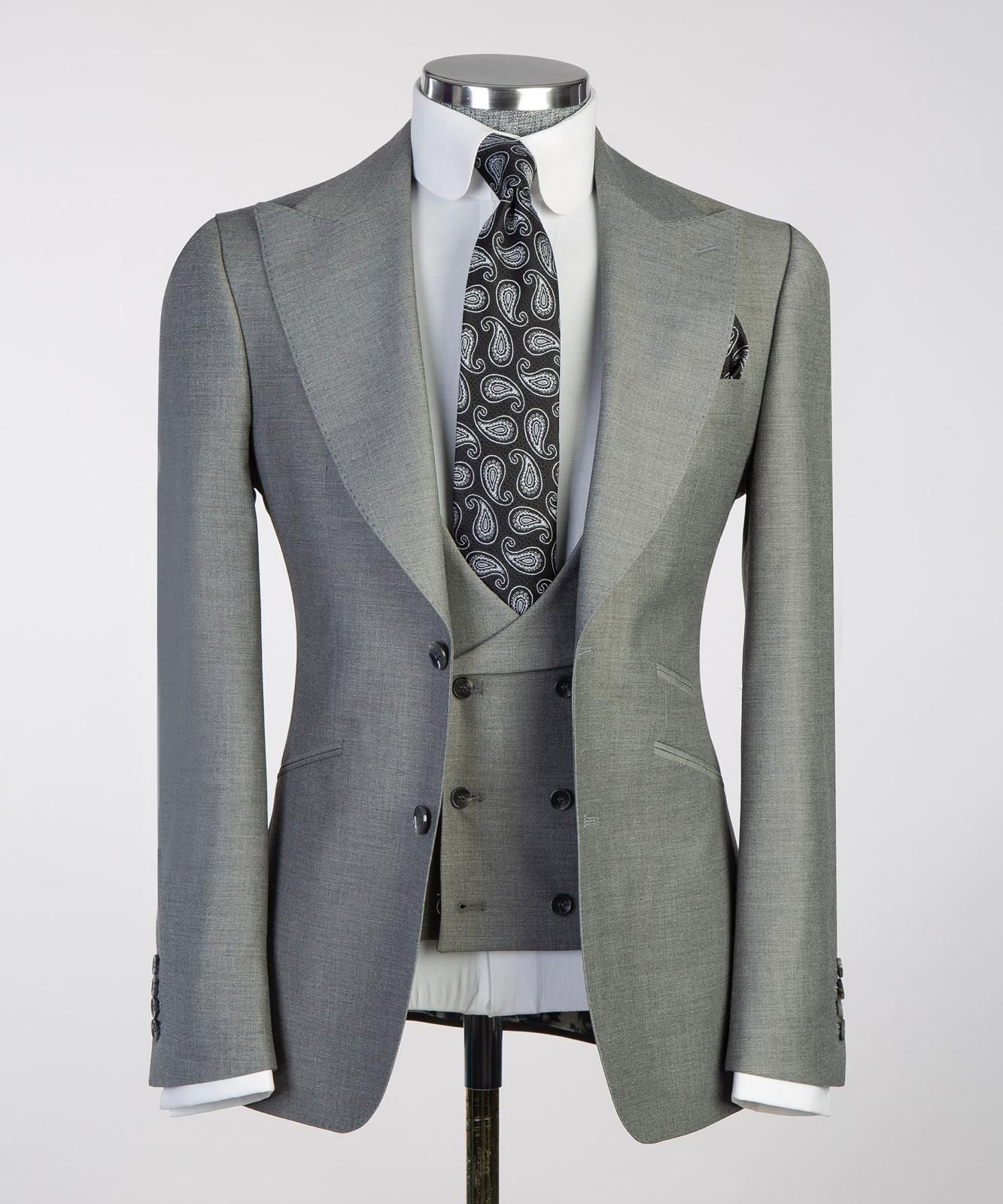 Men's 3 Piece Slim Fit Grey Suit