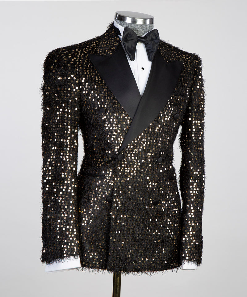 Men's Black Tuxedo Brown Glitter