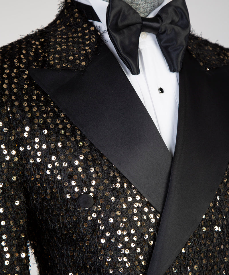 Men's Black Tuxedo Brown Glitter