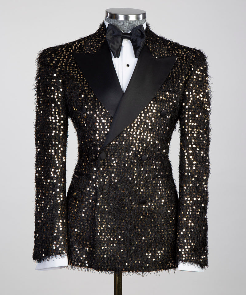 Men's Black Tuxedo Brown Glitter