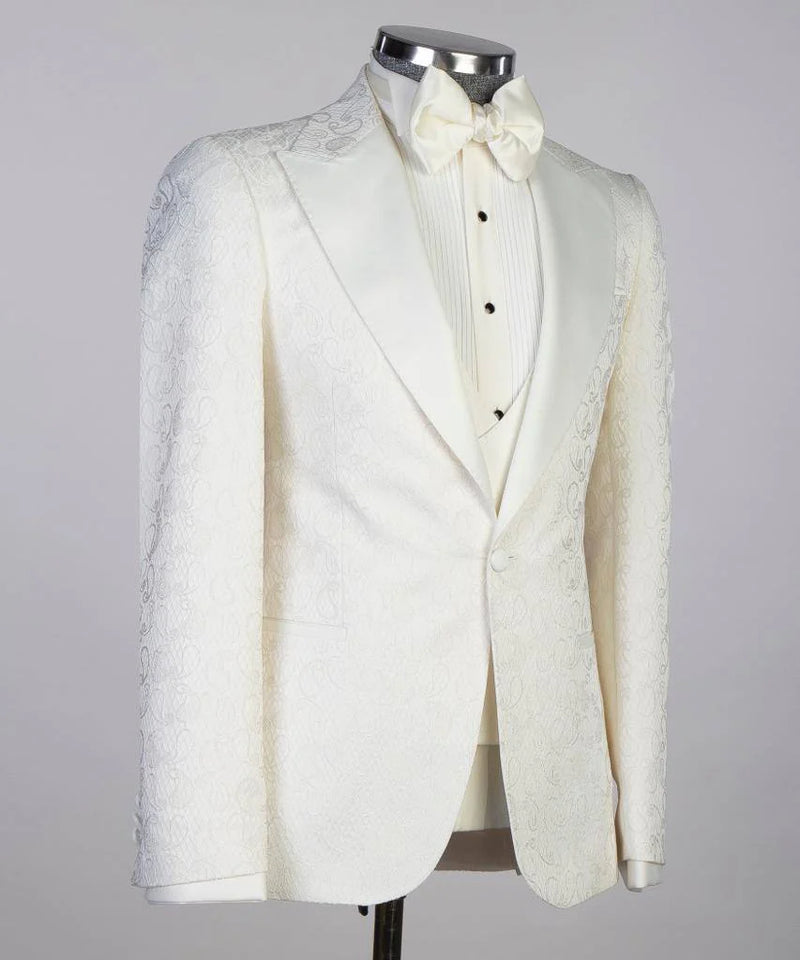 Mens 3 Piece Beige Tuxedo Wedding 