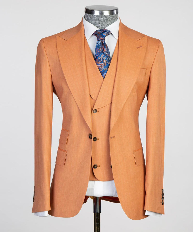 Mens 3 Piece Orange Suit