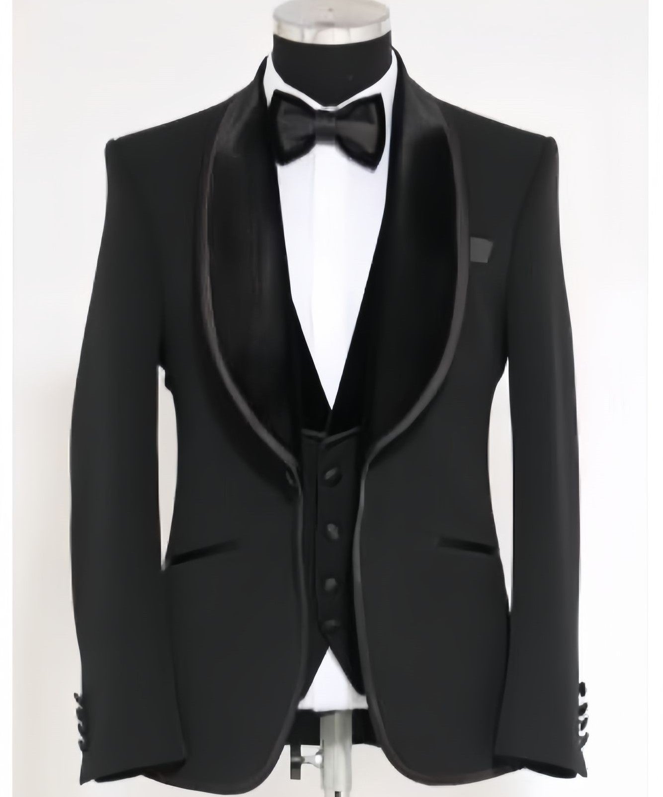 Mens Black Shining Lapel Tuxedo