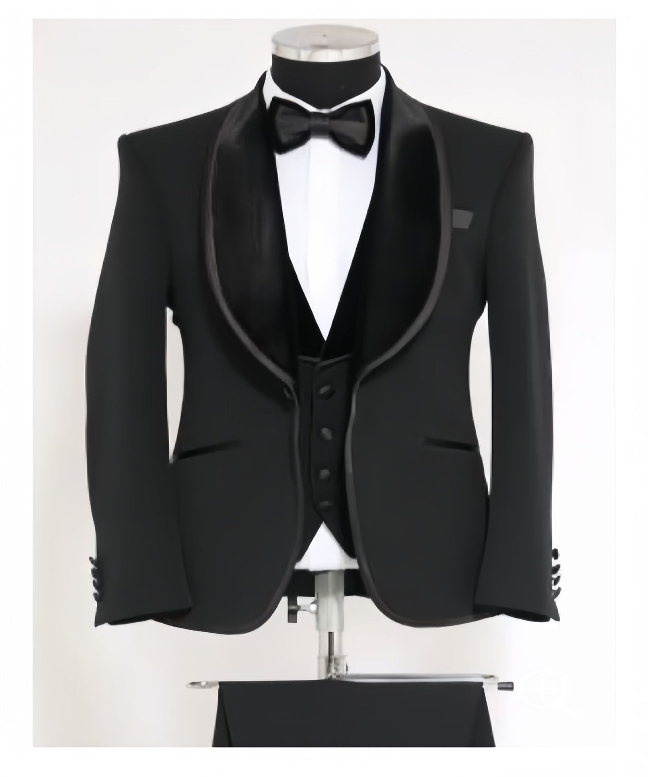 Mens Black Shining Lapel Tuxedo