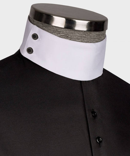 Mens Black Shirt With White High Collar 