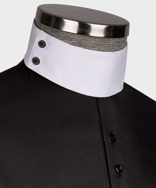 Mens Black Shirt With White High Collar 