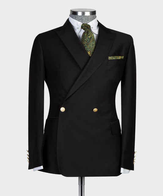 Mens Classic Black Double Breasted Suit