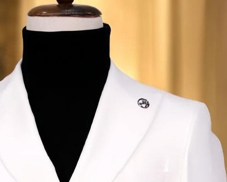 Mens White Double Breasted Suit