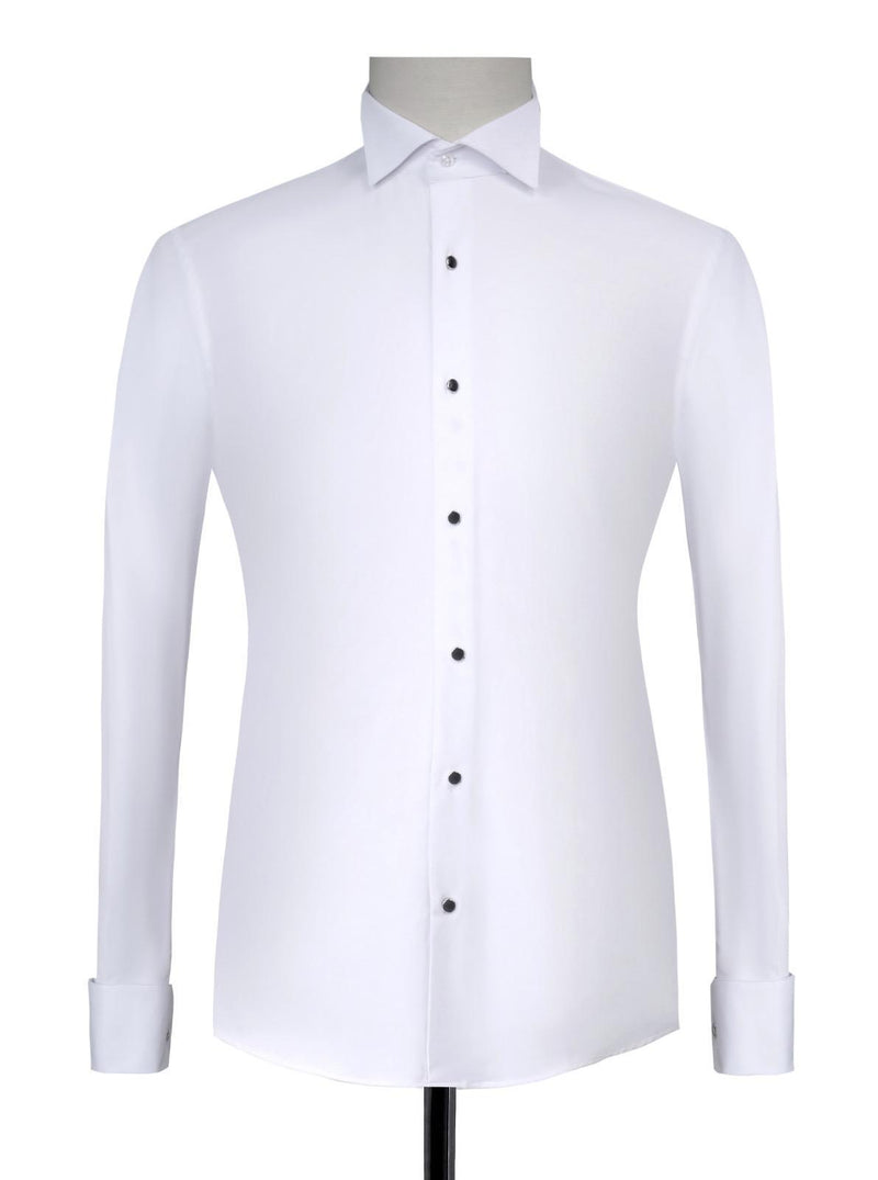 Mens White Tuxedo Shirt With Black Buttons 