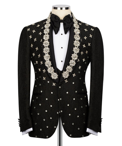 Midnight Bloom Black Crystal Tuxedo
