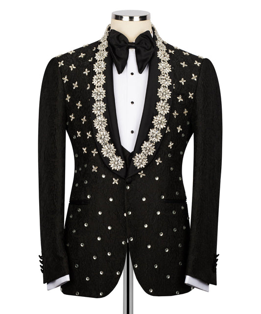 Midnight Bloom Black Crystal Tuxedo